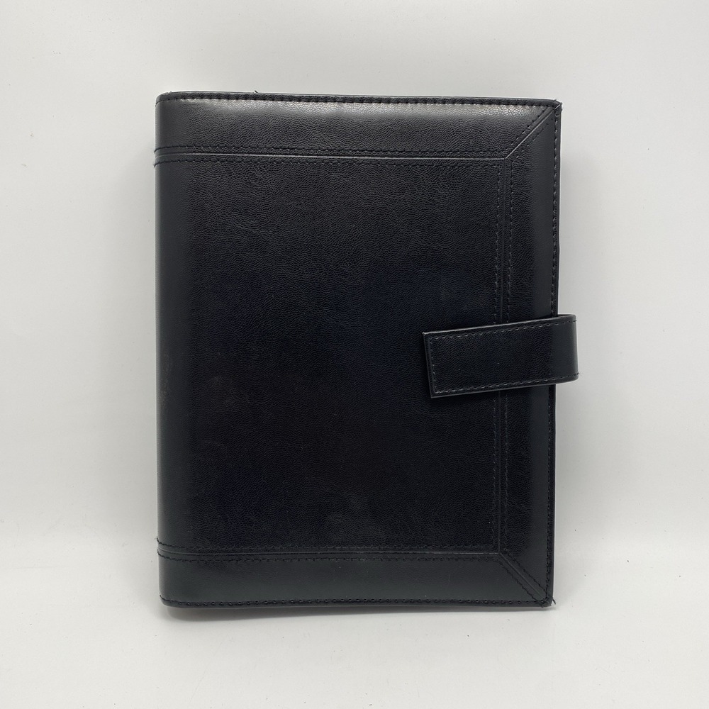 Day-Timer Black Faux Leather 9x7 Personal Planner 7-Ring Binder Organizer‎ Folio